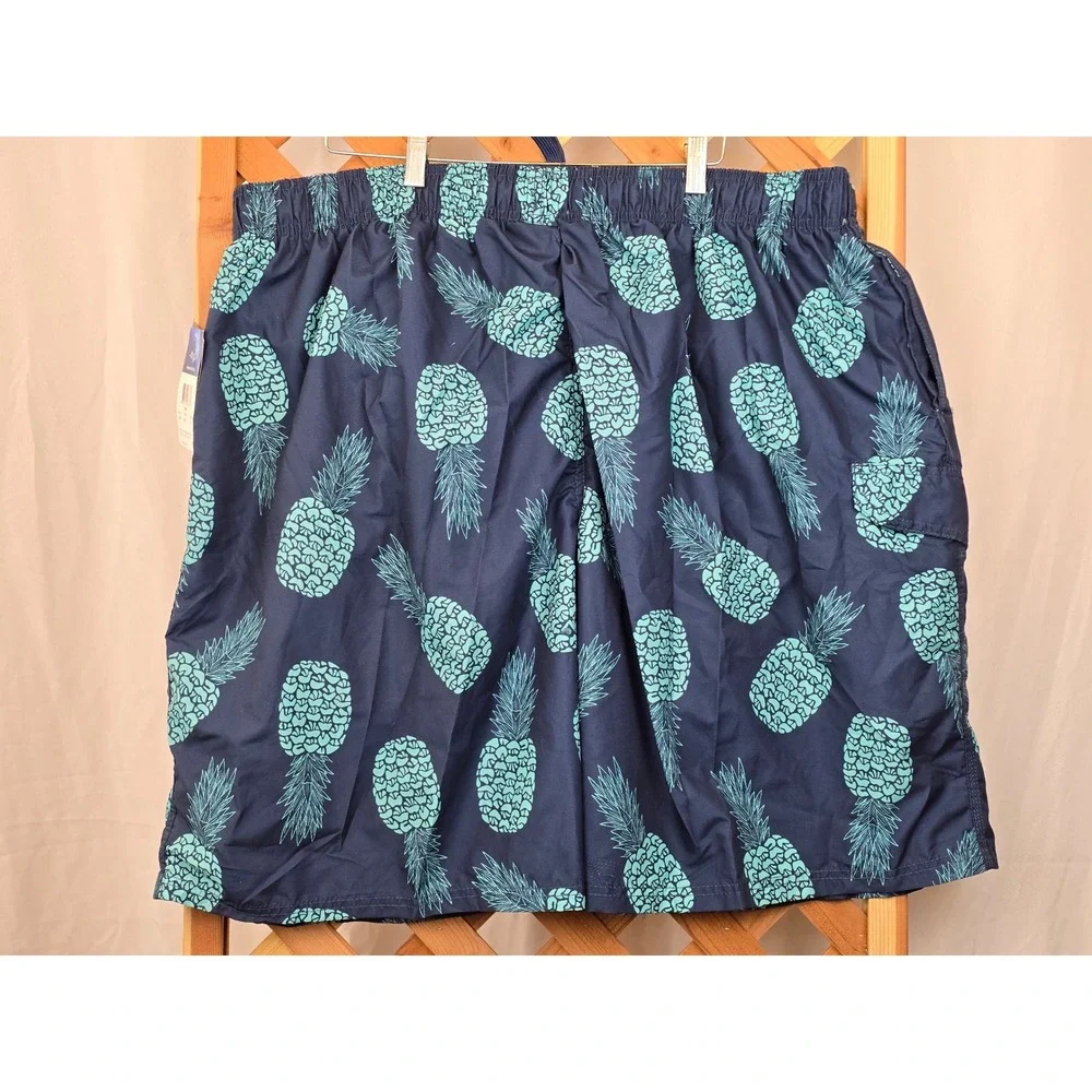 Kanu Surf Swim Trunks Mens 5X Navy Pineapple‎ Pina Board Shorts -New